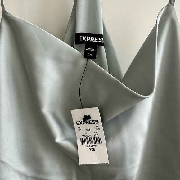 NEW Satin Racerback Cowl Neck Cami XXS - Light Aqua - Picture 3 of 4